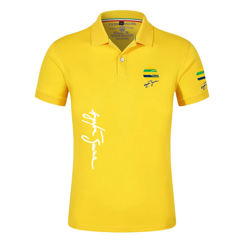 Ayrton Senna Brand Black Polo Shirts- Best Gift for Formula 1 Fan