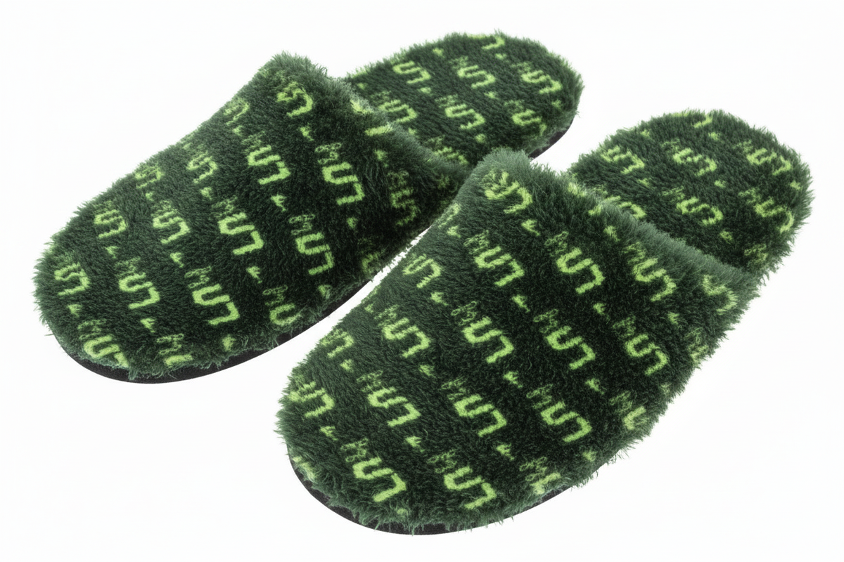 Dark Green LN Fluffy Slippers