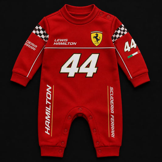 Lewis Hamilton STILL WE RISE 44/Charles Leclerc 16 Ferrari Style F1 Baby Romper