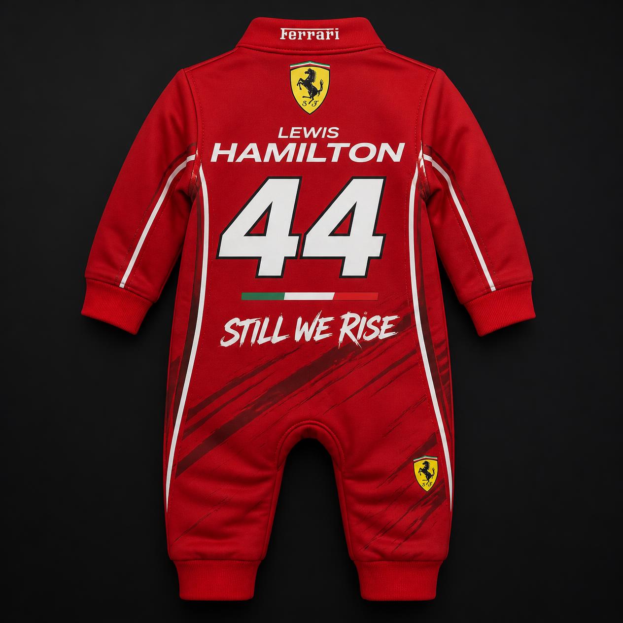 Lewis Hamilton STILL WE RISE 44/Charles Leclerc 16 Ferrari Style F1 Baby Romper