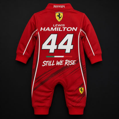 Lewis Hamilton STILL WE RISE 44/Charles Leclerc 16 Ferrari Style F1 Baby Romper