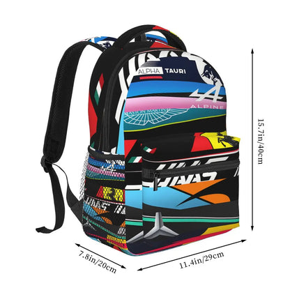 2023 Grid Liveries Students School Bags Boy Girl Fashion Formula F1 Teens Books Backpack