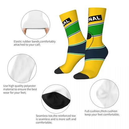 F1 Motorsport Legend Ayrton Senna Fan's Socks Perfect Gift Various Designs