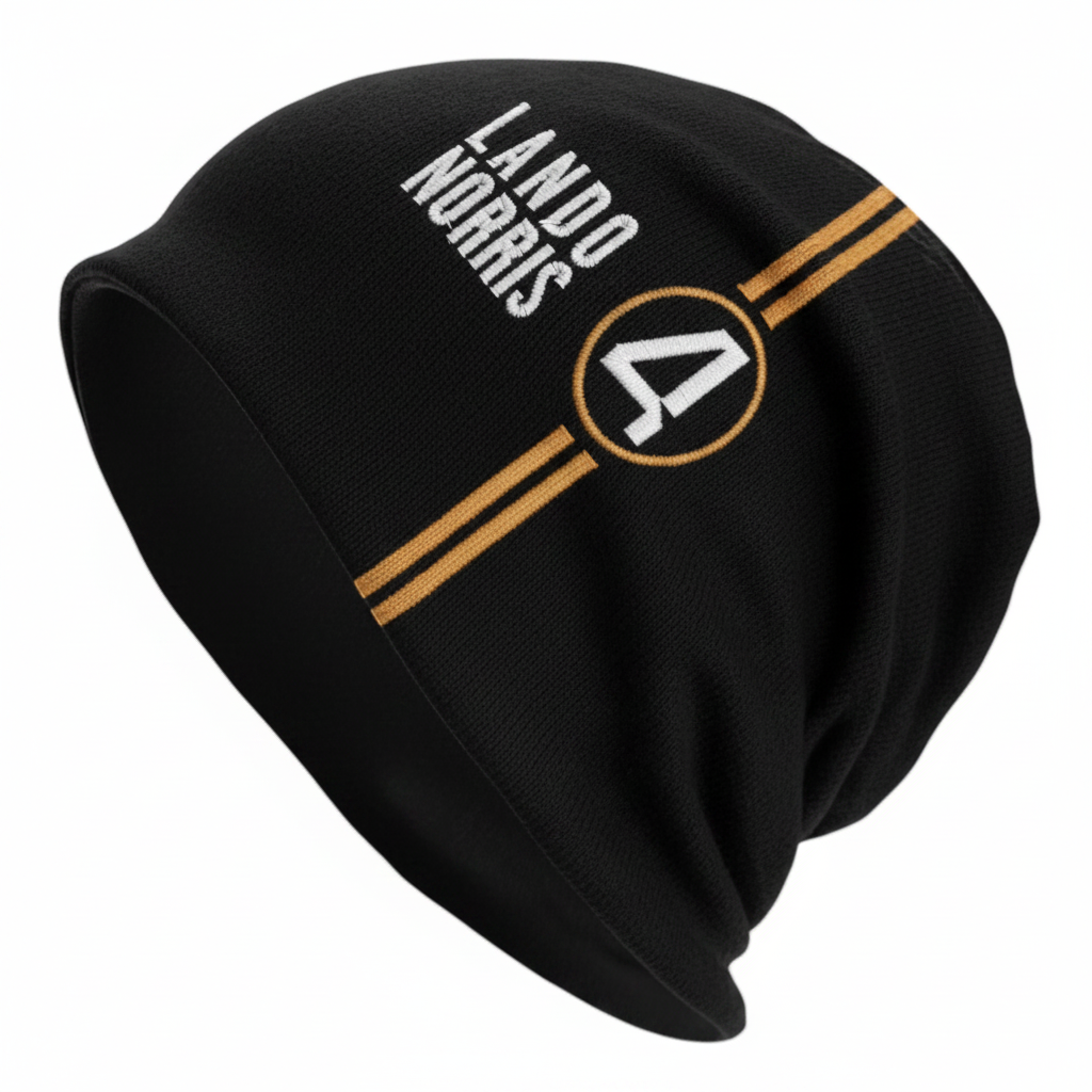 Black Gold Stripe Beanie Enhanced
