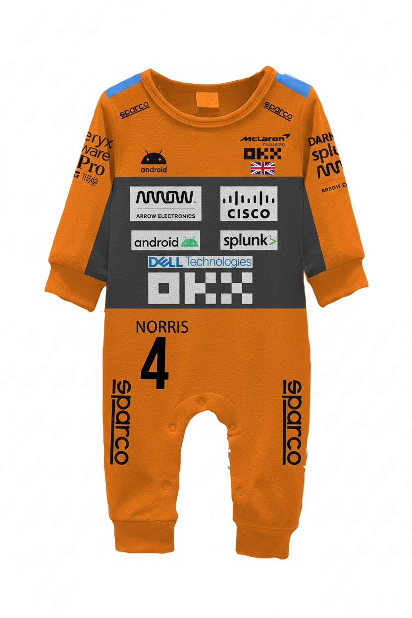 McLaren Norris Orange Baby Romper