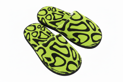 Neon Green Fluffy Slippers