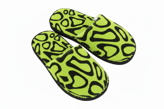 Neon Green Fluffy Slippers