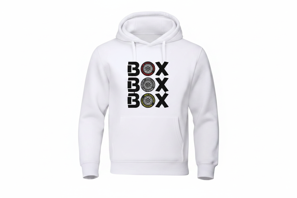 White BOX BOX BOX Hoodie
