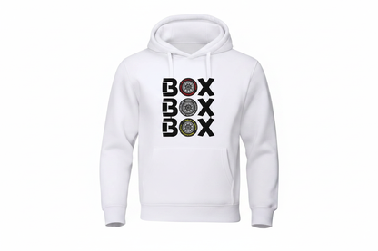 White BOX BOX BOX Hoodie